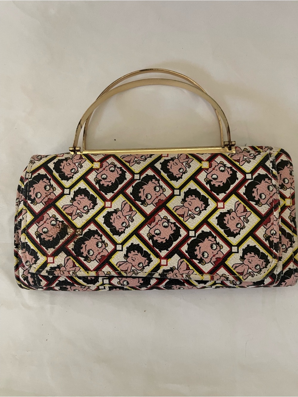 Vintage Betty Boop Patterned Pink Top-Handle Women's Bag